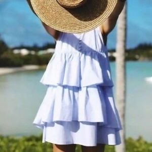 ZARA Poplin Tiered Pearl Button Mini Dress